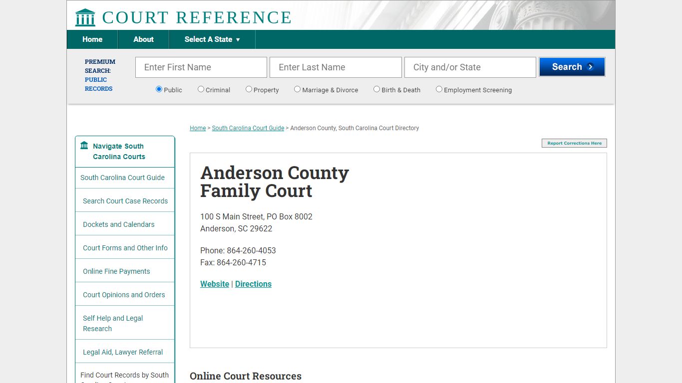 Anderson County Family Court - Courtreference.com