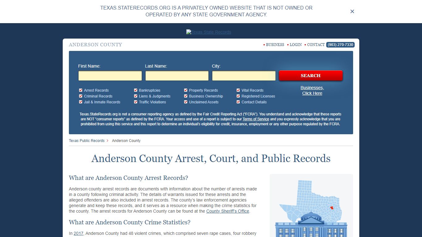 Anderson County Arrest, Court, and Public Records